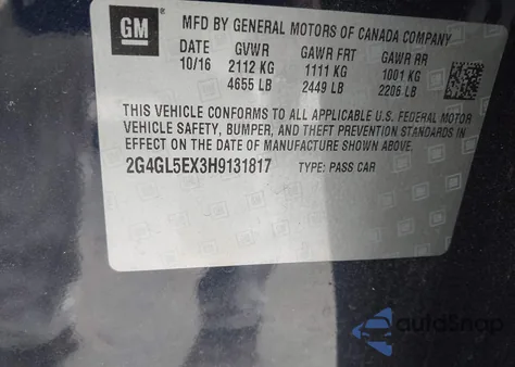 2017 Buick Regal Turbo Sport Touring из США, поврежденный, VIN 2G4GL5EX3H9131817